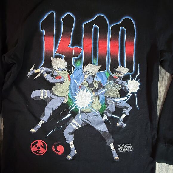 Kakashi Naruto Shippuden 1400 Anime Long Sleeve Shirt Black Medium VIZ Official - Picture 3 of 6